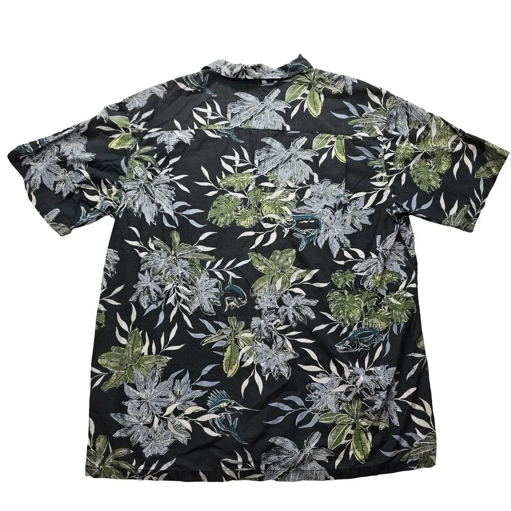 Columbia Tropical Hawaiian Shirt Floral‎ Cotton Black XL Men